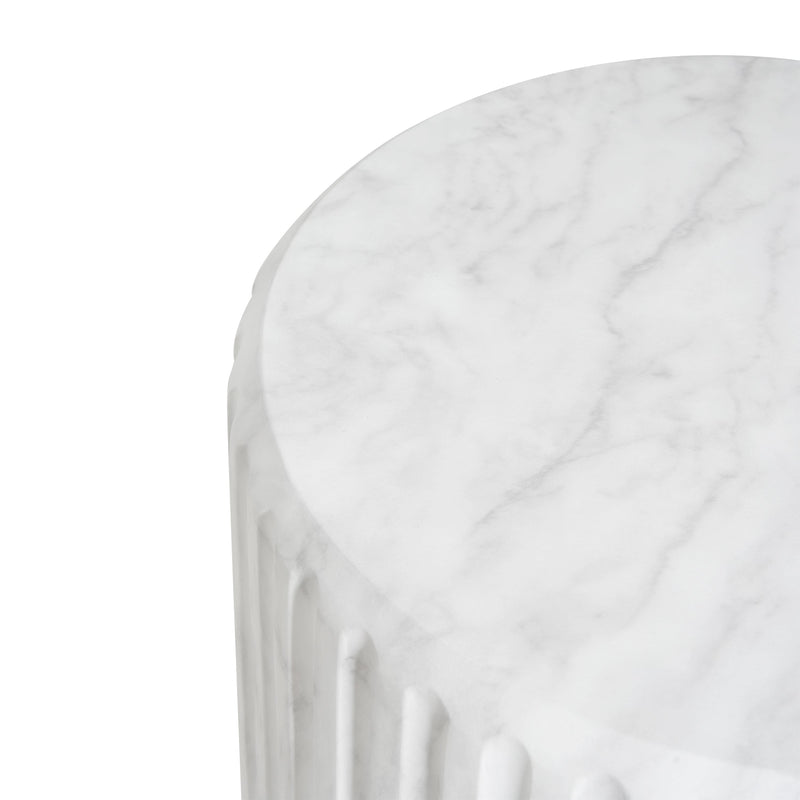 Outdoor Cicci Carved Side Table, White by HouseOfZazla