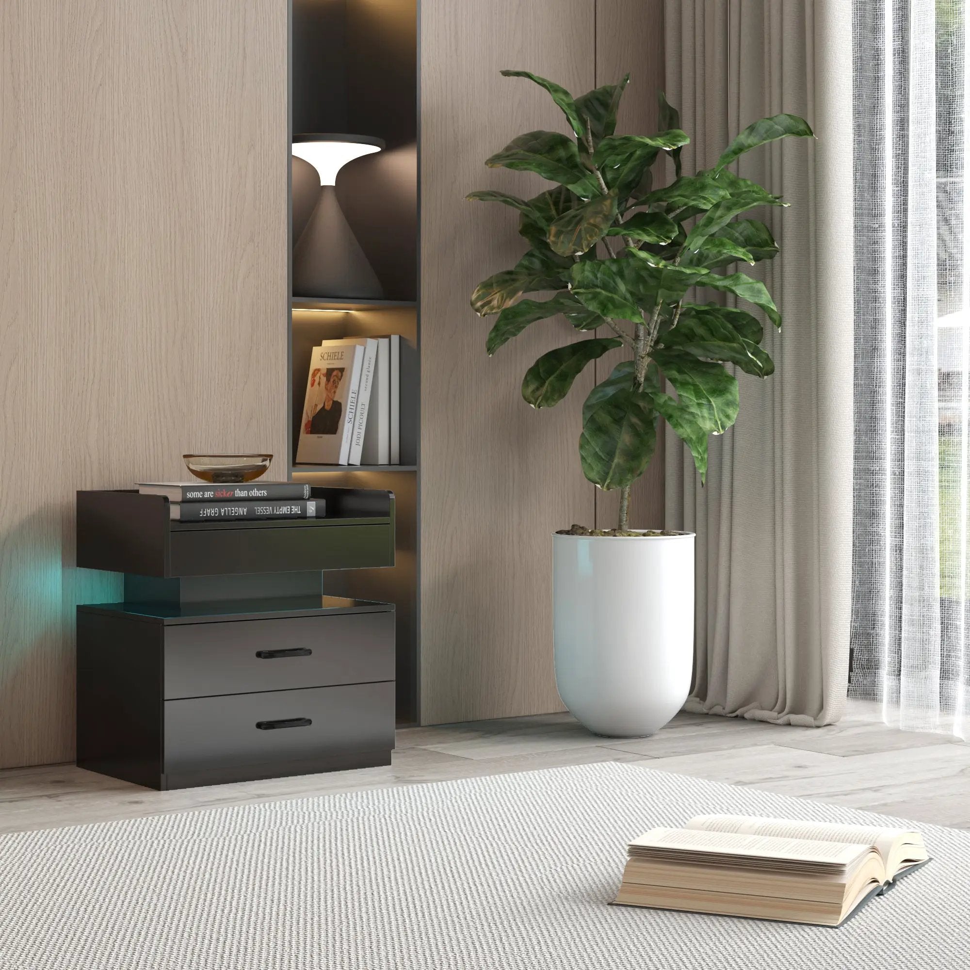 1 Set Nightstand with Adjustable LED Strip Light by HouseOfZazla