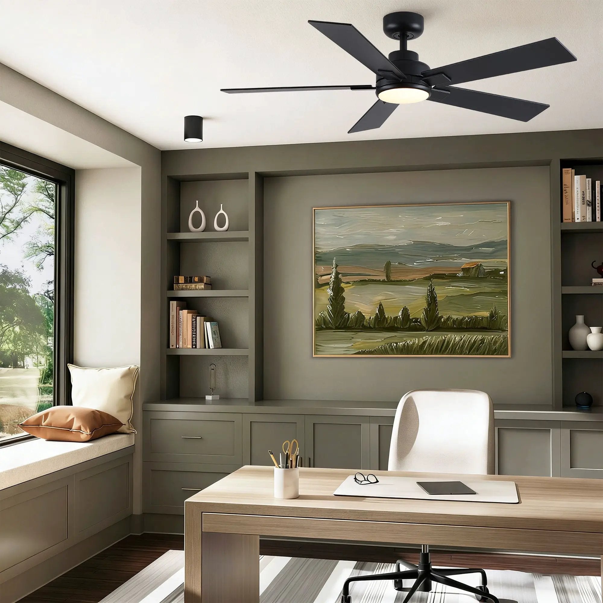 Reversible Motor Integrated LED Dimmable Ceiling Fan With Light by Unique Piece Furniture