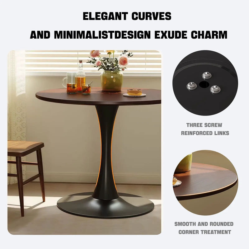 Walnut Color Round Dining Table - Modern Design by HouseOfZazla