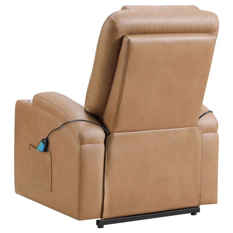 Armstrong Upholstered Power Lift Massage Recliner Camel by Unique Piece Furniture