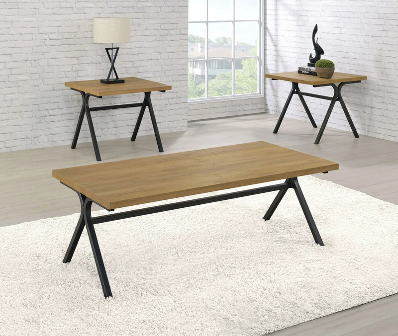 Colmar 3-piece Engineered Wood Coffee Table Set Golden Oak by Unique Piece Furniture