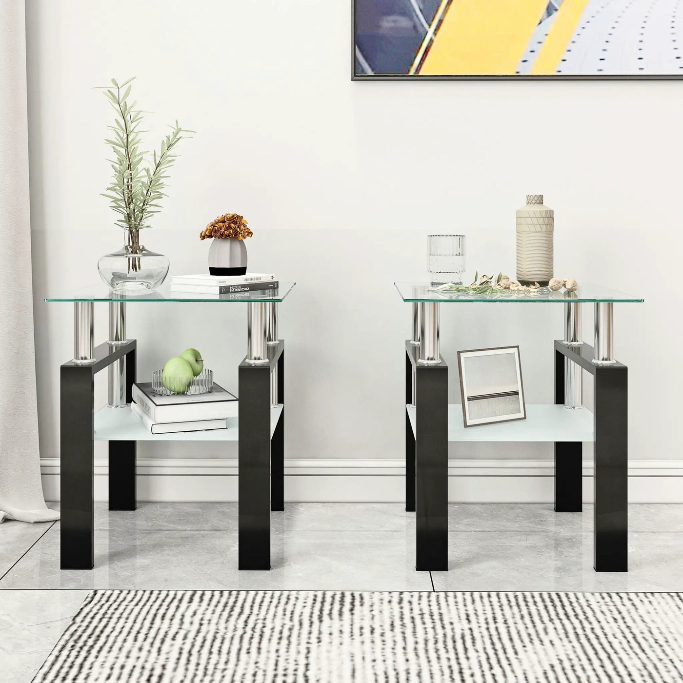 Modern Tempered Glass Tea Table, End Square Table For Living Room by HouseOfZazla