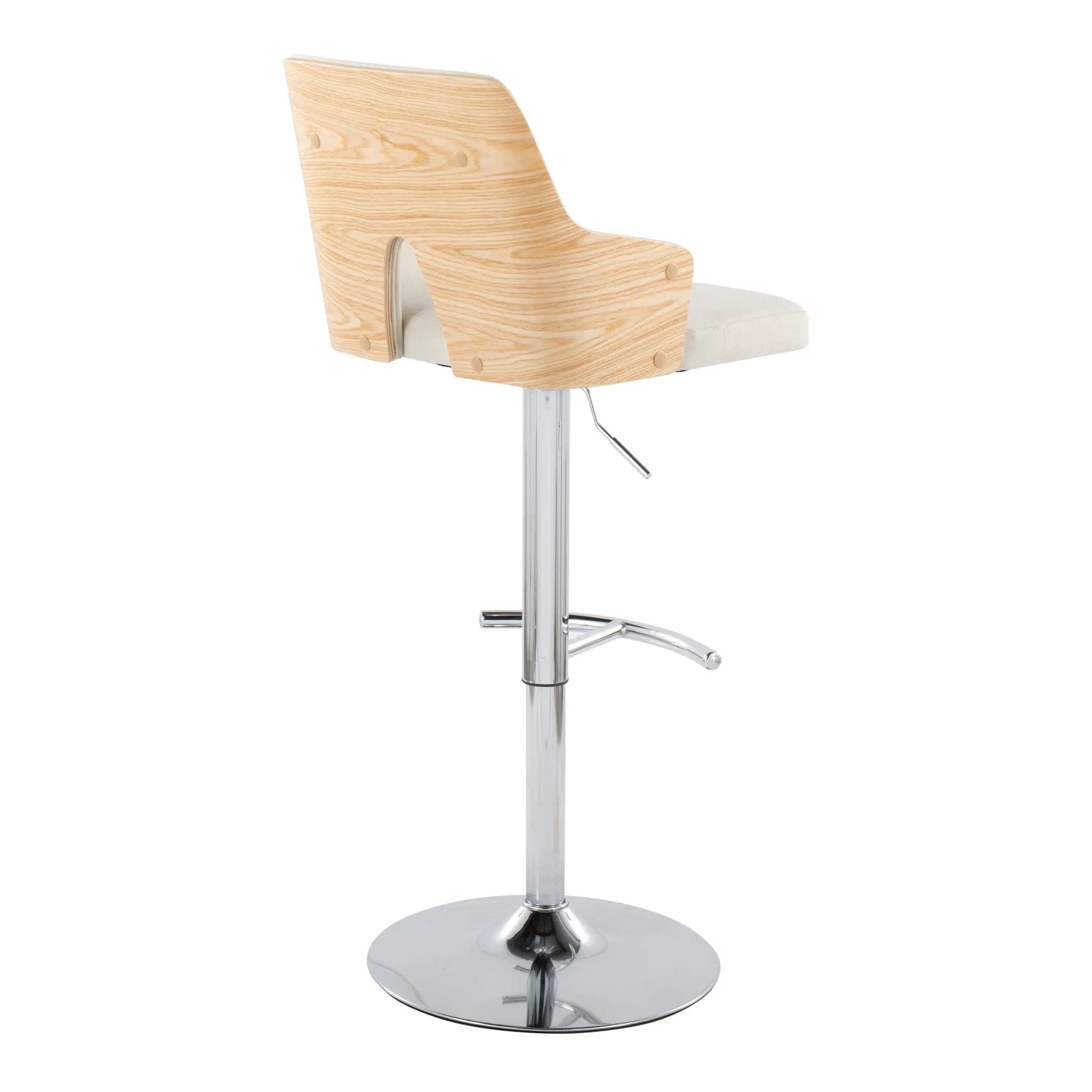 Stella - Contemporary Adjustable Barstool Stool With Swivel & Rounded T Footrest (Set of 2) by Unique Piece Furniture