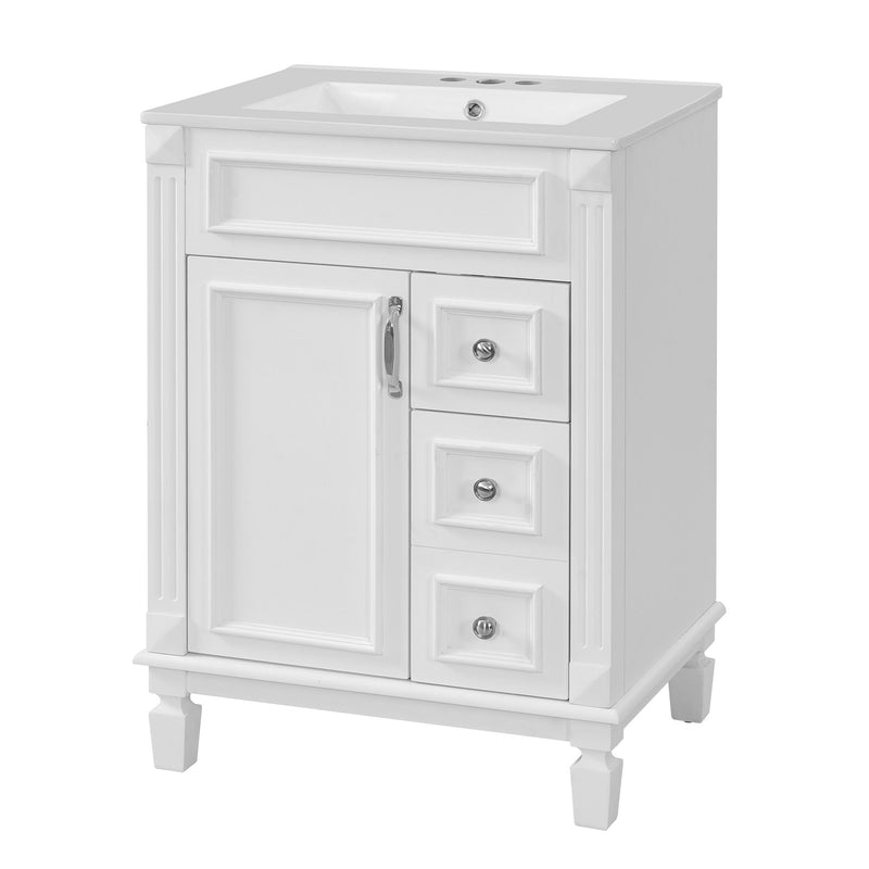 Bathroom Vanity With Sink, Compact Cabinet & 2 Drawers And Adjustable Shelf