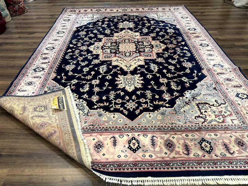 Karastan Rug 8x11 Navy Serapi, Kara Shah Rug, Navy Blue, Vintage Karastan Area Rug Wool Pile Karastan Rug by Jewel Rugs