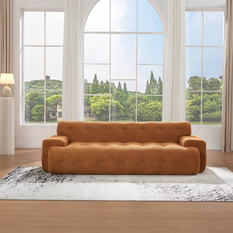 88 in. Cloud 3 Seater Boucle Sofa with Button Tufted Comfy Upholstered Couch, Nomad by HouseOfZazla