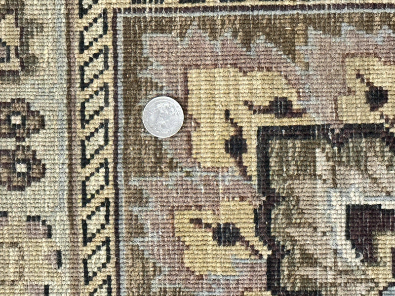 Indo Persian Rug 9x12, Floral Allover, Midnight Blue, Handmade Vintage Wool Oriental Carpet by Jewel Rugs
