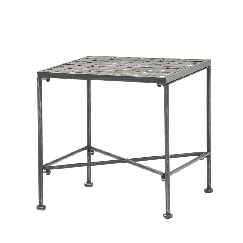 Outdoor Square Side Table with X Shaped Iron Frame - Black by HouseOfZazla