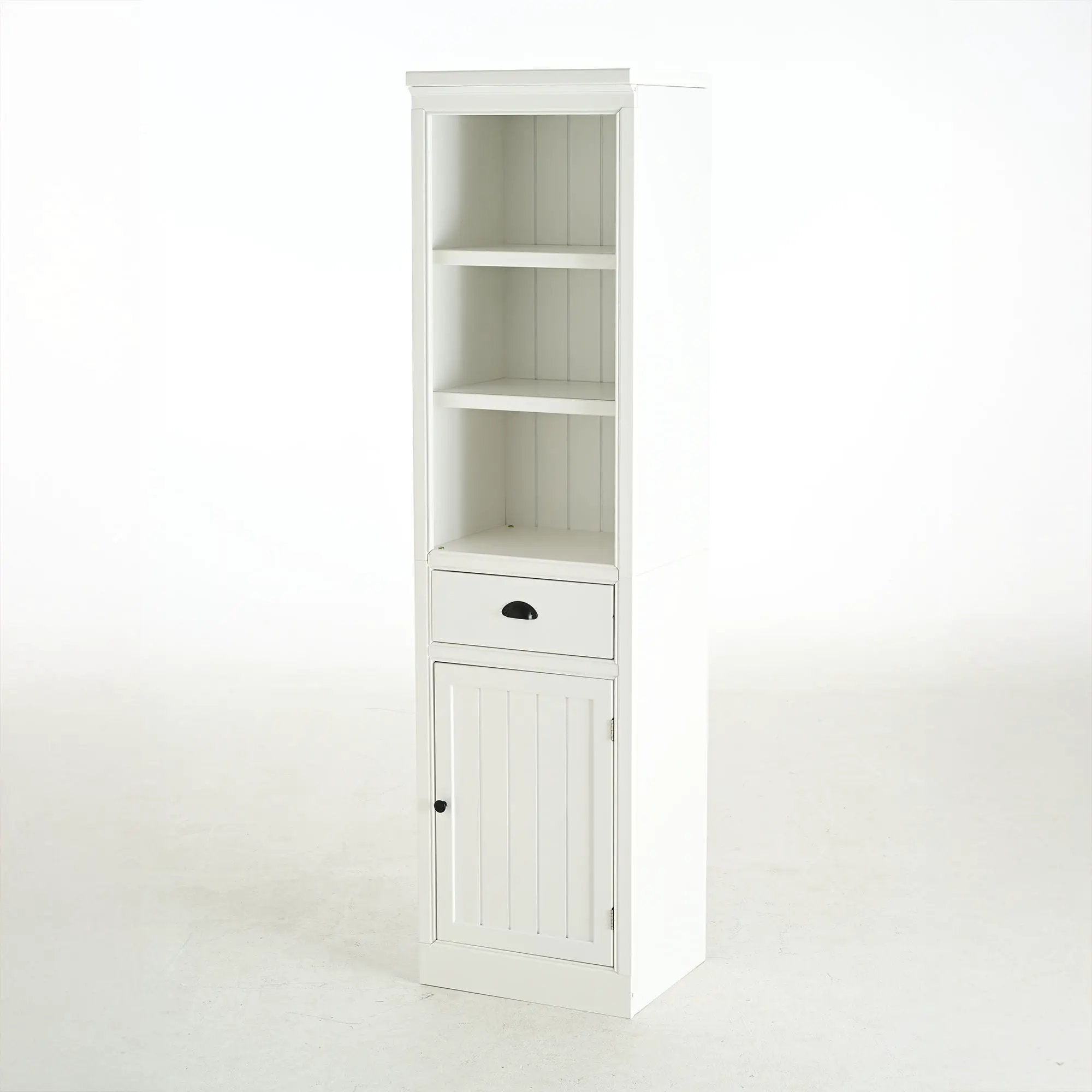 Retro Style 75'' Tall Display Shelf With Cabinet For Hallways Living Room Kitchen - White by HouseOfZazla