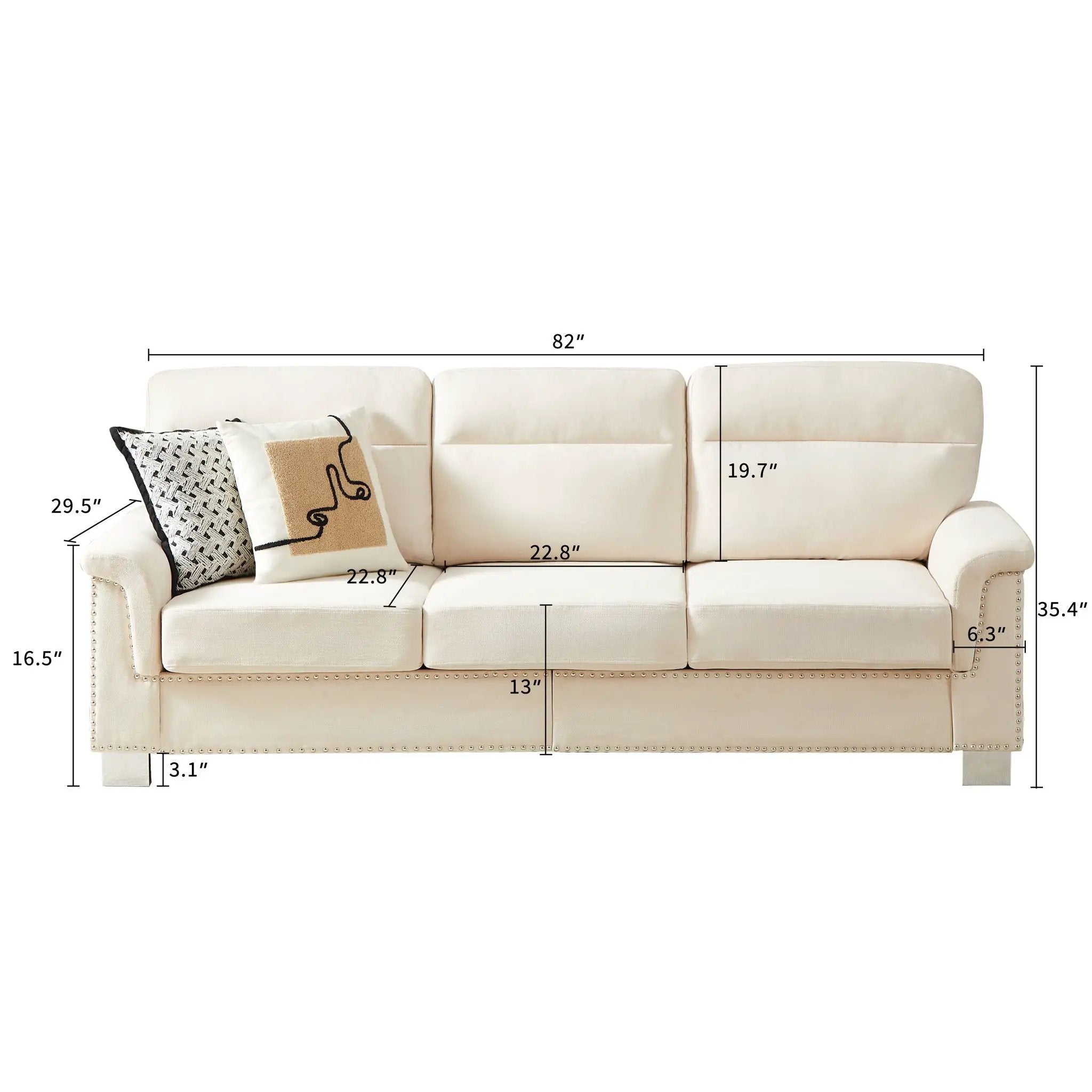 3 Seater Elegant Stationary Sofa by HouseOfZazla