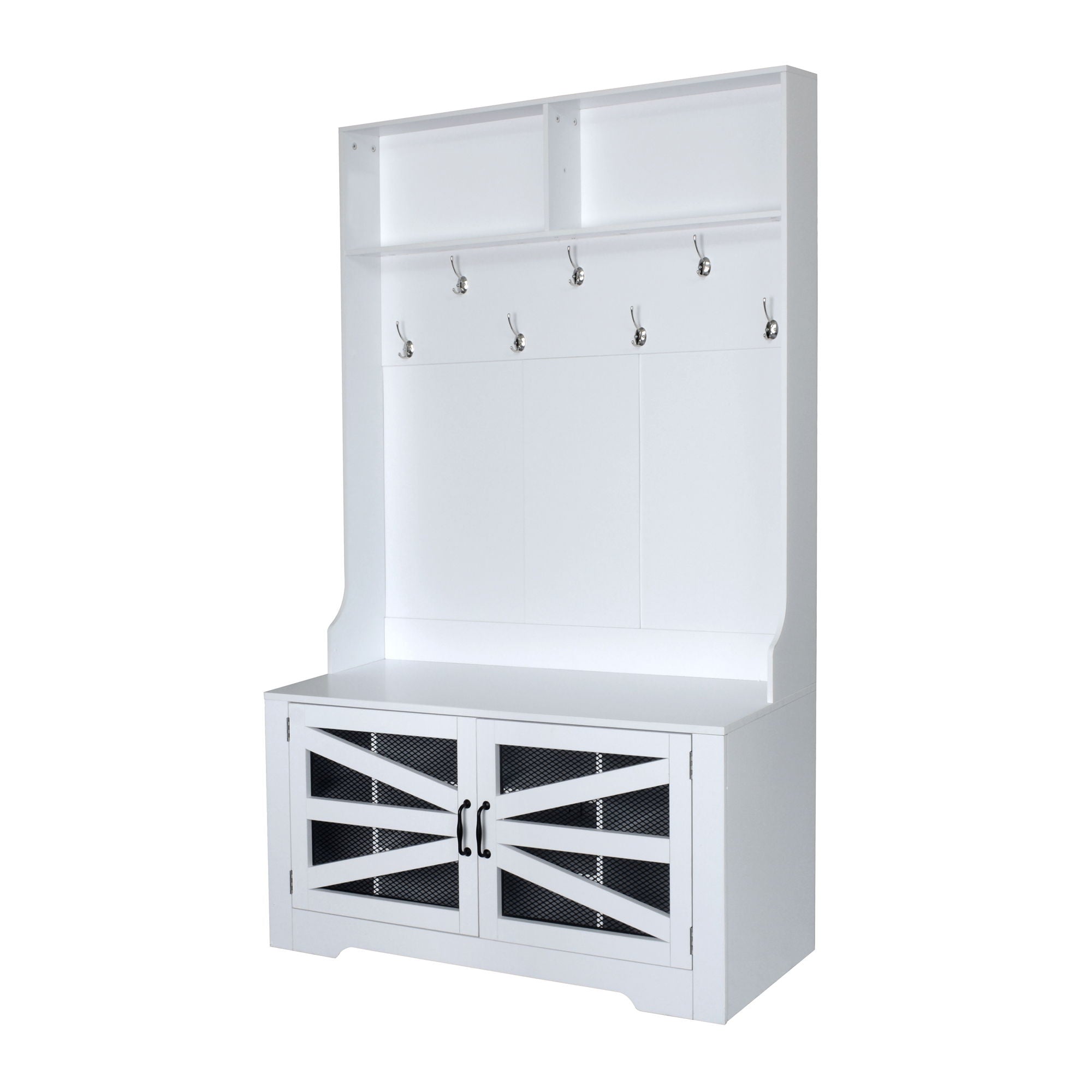 Entryway Bench With Coat Rack, 3 In 1 Design And Adjustable Shelves by HouseOfZazla