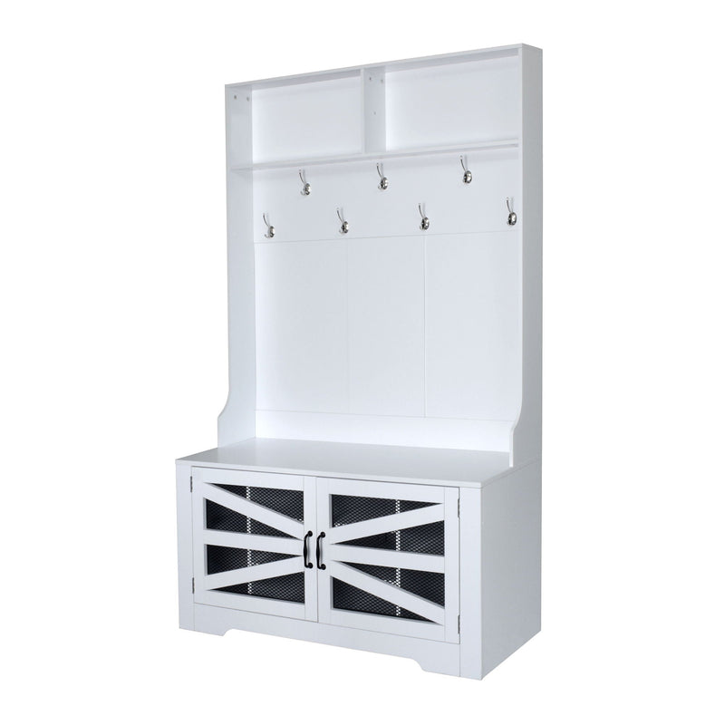Entryway Bench With Coat Rack, 3 In 1 Design And Adjustable Shelves by HouseOfZazla