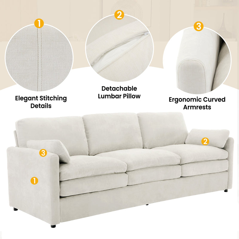 Cozy Upholstered 3-Seater Sofa with Plush Double Cushion and Ergonomic Design by BLAKHOM