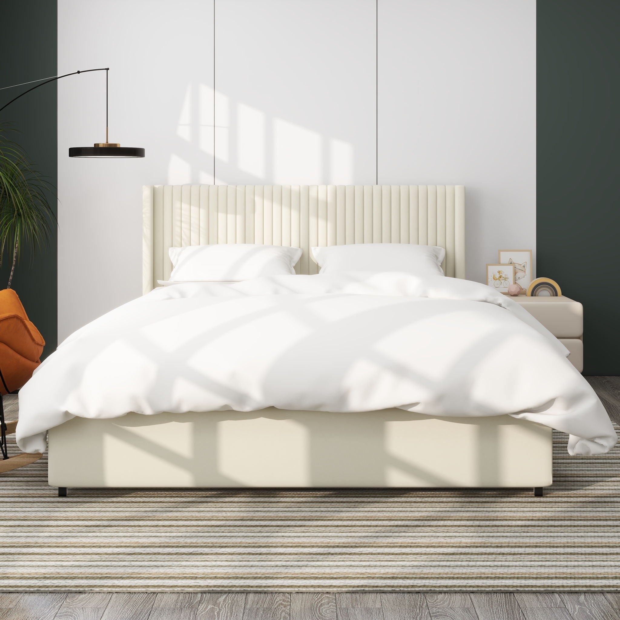 Anna - Upholstered Wingback Platform Bed With 4 Drawers Storage by HouseOfZazla