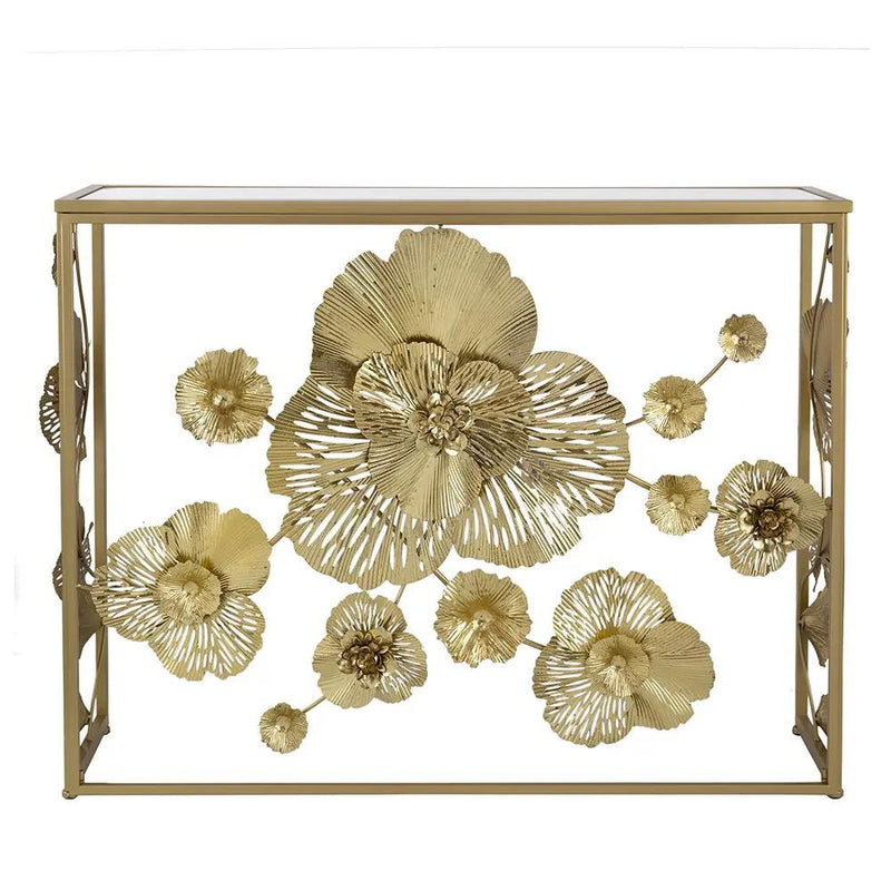 Console Table With Mirrored Glass Top, Modern Entryway Table For Living Room Foyer Entryway - Gold by Unique Piece Furniture