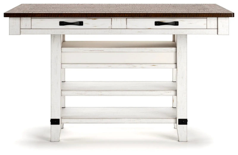 Valebeck - 5 Pc. - Counter Table With Wine Rack, 4 Swivel Stools - White / Brown by Unique Piece Furniture