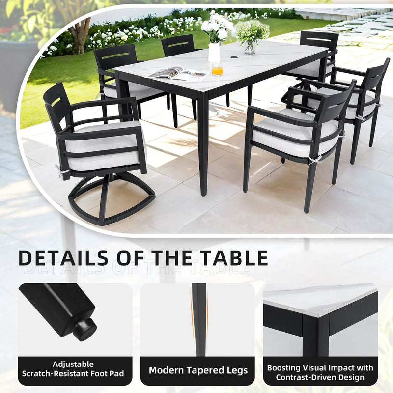 Modern 7PC Outdoor Patio Aluminum Dining Set by HouseOfZazla