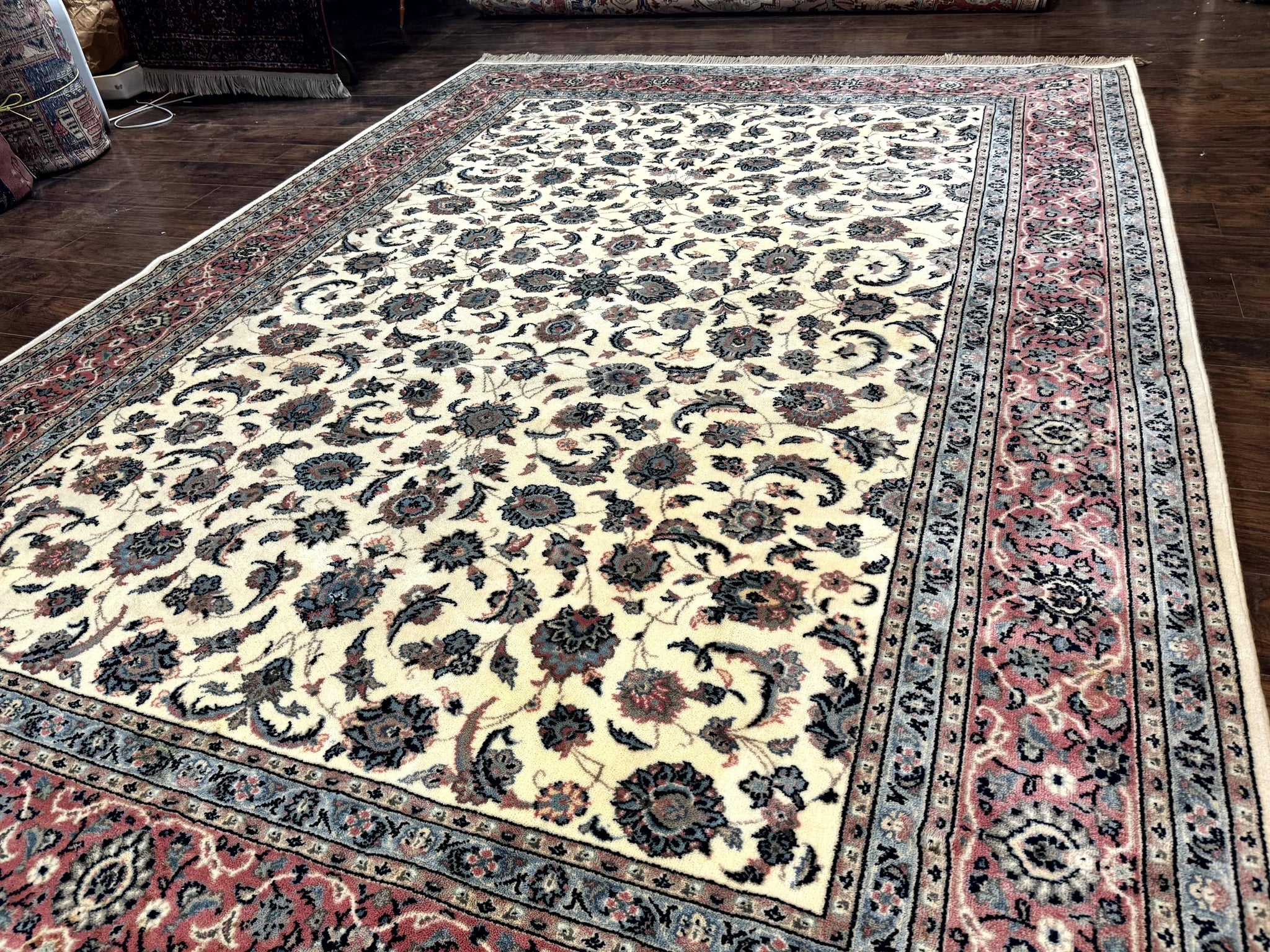 Karastan Rug 8.8 x 12, Ivory Rose Kashan #768, Wool Pile Karastan Carpet, Original 700 Series, Rare, Discontinued, Vintage by Jewel Rugs