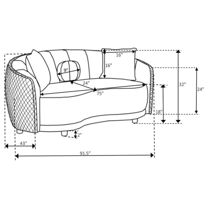 Lorraine - 2 Piece Upholstered Sofa Set With Tufting Trim - Dark Gray by HouseOfZazla