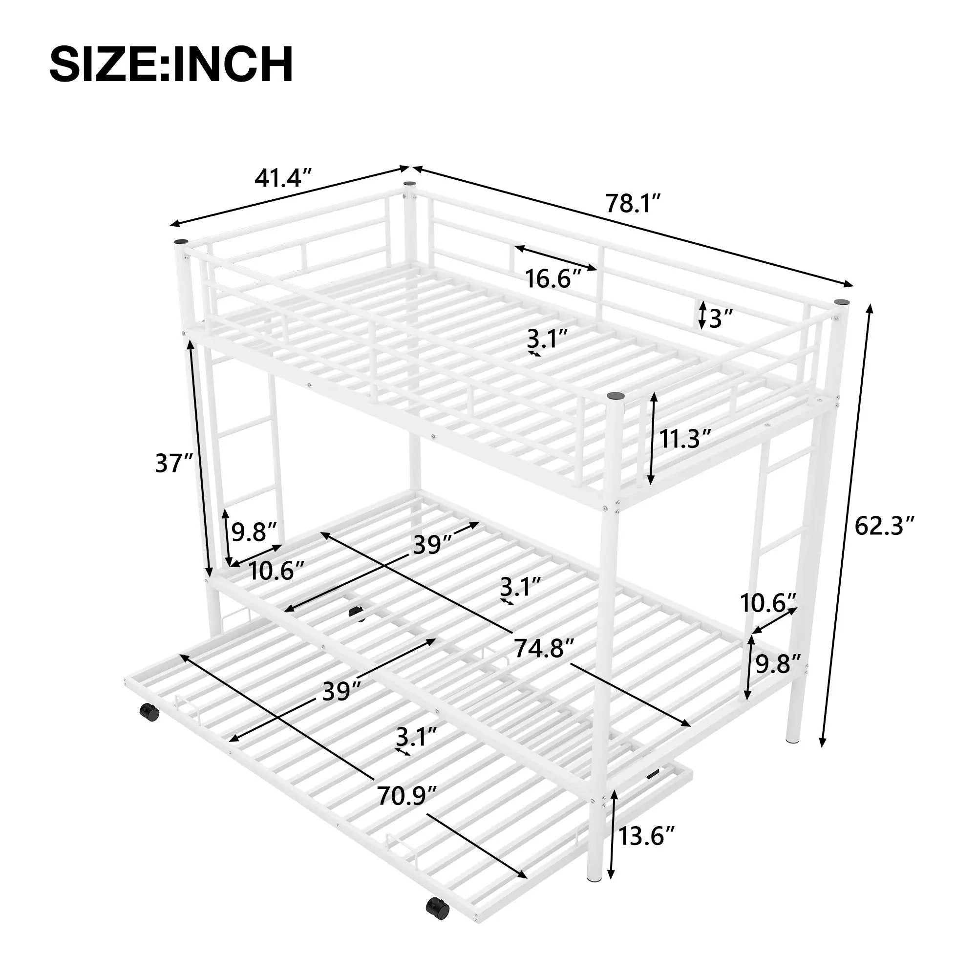 Twin Over Twin Bunk Bed With Trundle by HouseOfZazla