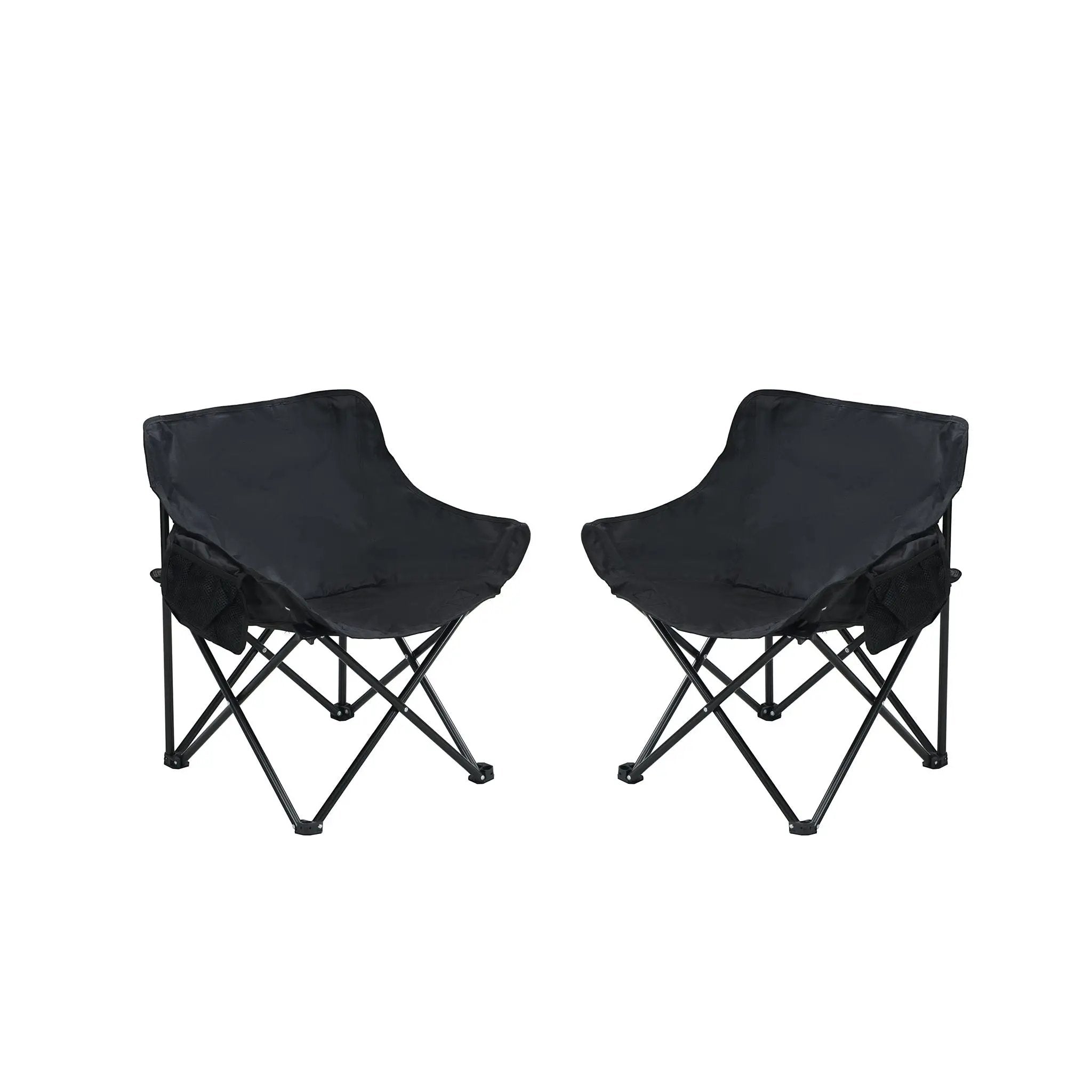 2 Pieces Outdoor Camping Chairs Folding / Portable, Comfortable Seating, Durable Steel Fram by Unique Piece Furniture