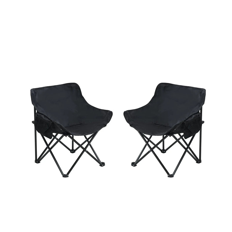 2 Pieces Outdoor Camping Chairs Folding / Portable, Comfortable Seating, Durable Steel Fram by Unique Piece Furniture