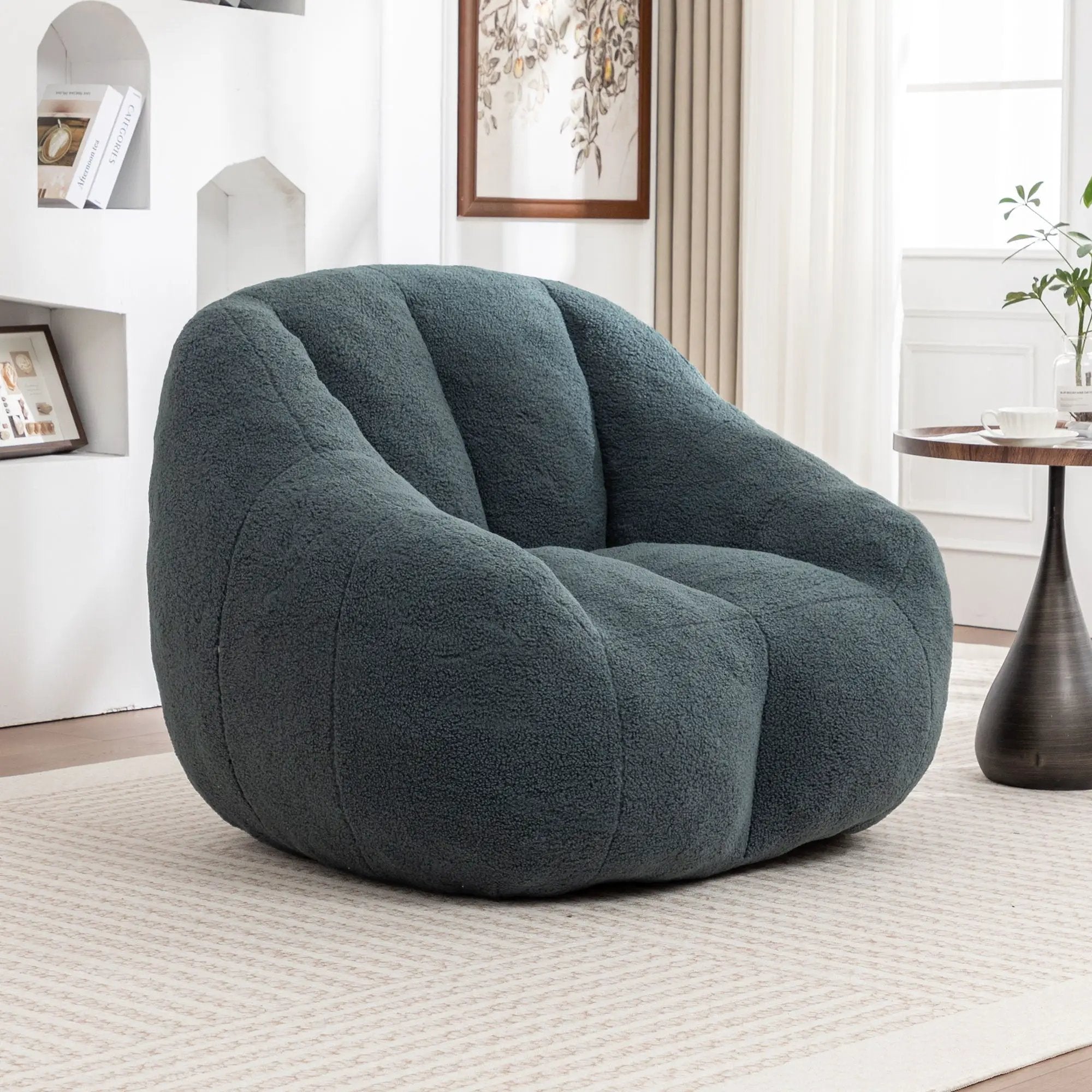 Comfy Bean Bag Chair With Memory Foam Filler, Tufted Soft by Unique Piece Furniture