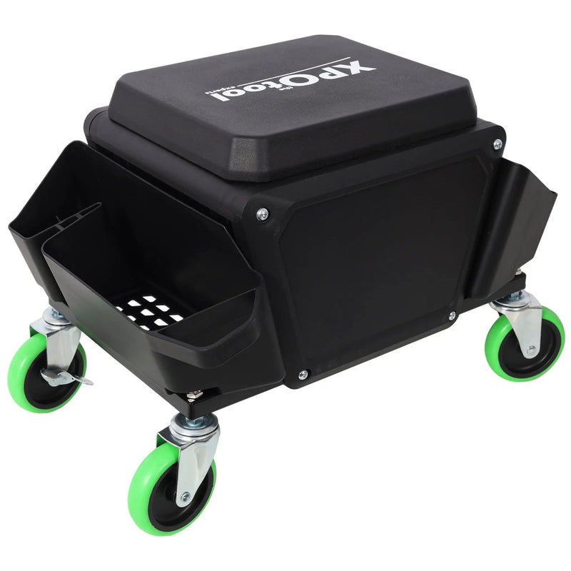Heavy Duty Mechanic Stool With Wheels And Soft Rubber Cushion And 330Lbs Capacity - Green by HouseOfZazla