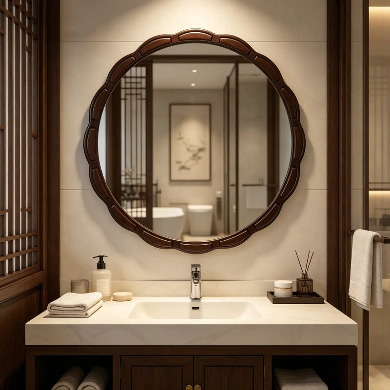 Round Wood Wall Mirror - 31.5" by HouseOfZazla
