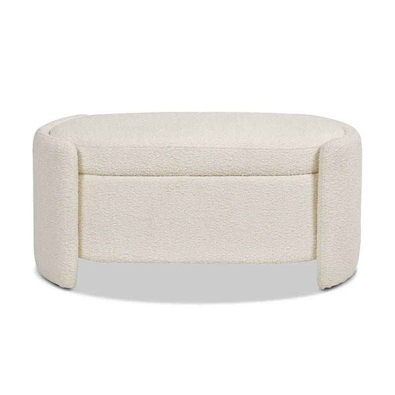 Fuji - Oval Storage Bench, Upholstered - Ivory White by Unique Piece Furniture