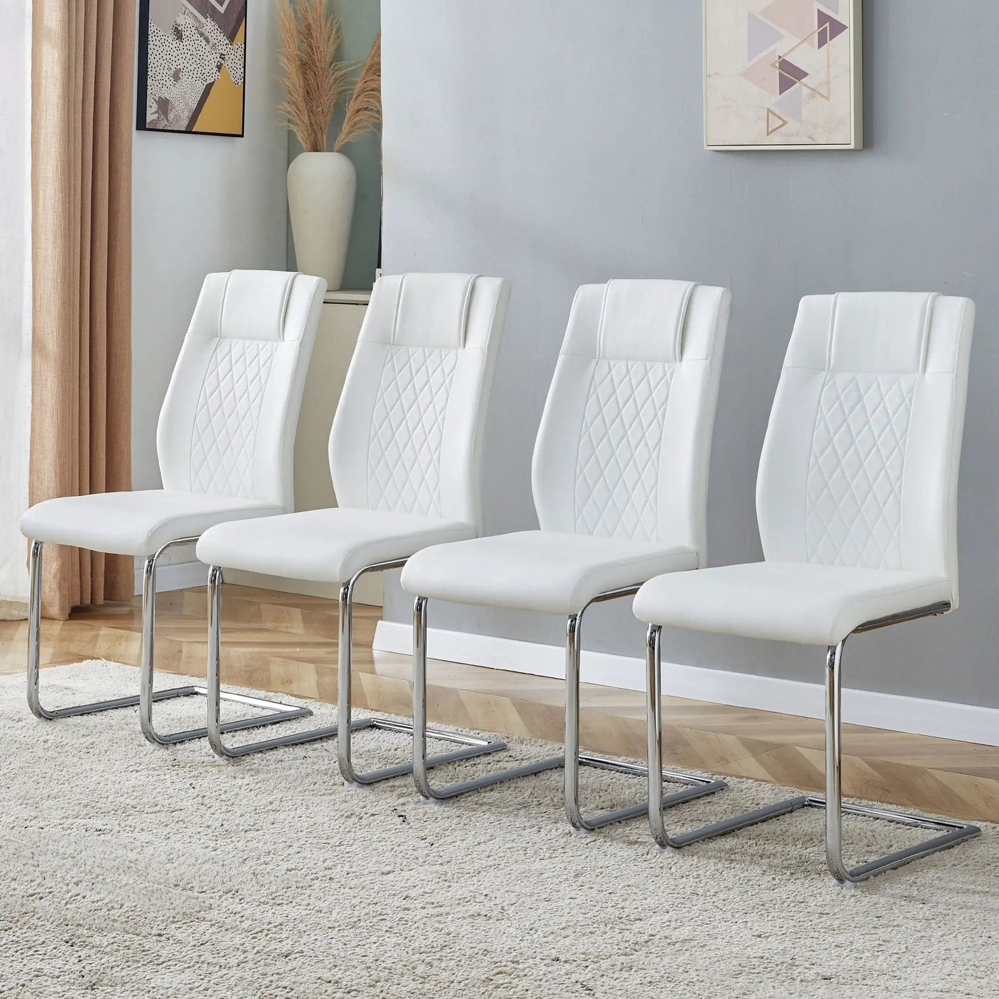 Modern Dining Chairs With Padded Seat, Metal Legs by Unique Piece Furniture