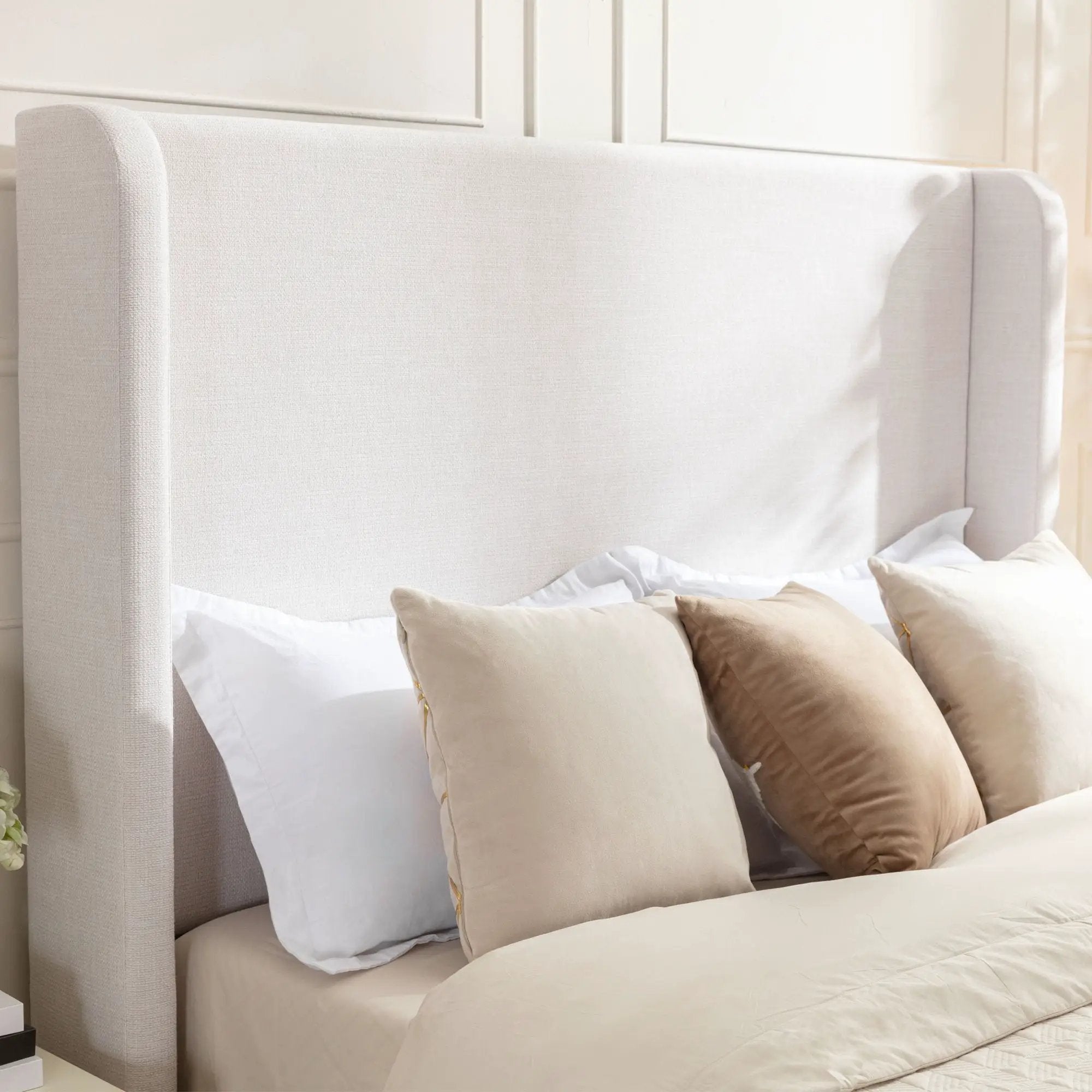 Hayden - Upholstered Wingback Bed With Tall Headboard by HouseOfZazla