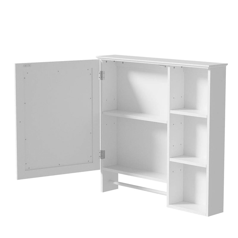 Wall Mounted Bathroom Storage Cabinet, Medicine Cabinets With Large Mirror Door, Adjustable Shelves And Three Open Storage Levels(Not Include Bathroom Vanity) by HouseOfZazla