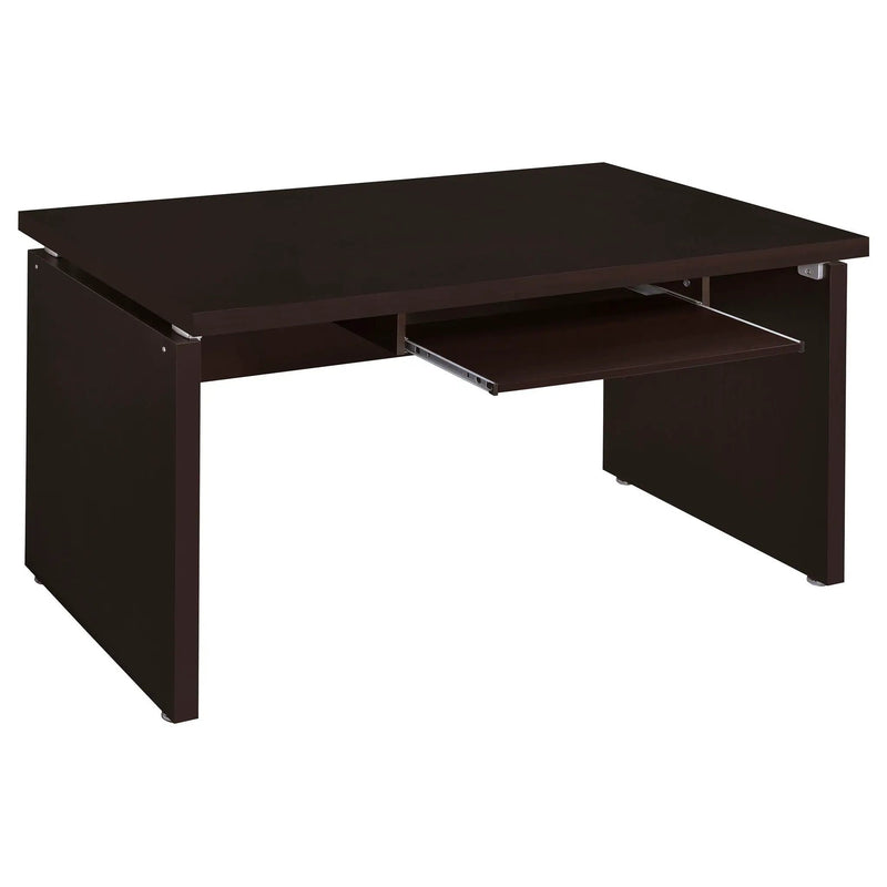 Ulloa - L Shaped Office Desk With Slide Out Keyboard Tray And Storage Drawers - Cappuccino by HouseOfZazla