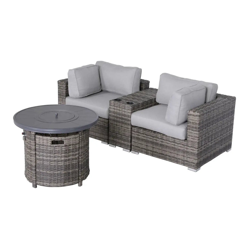 Rattan Patio Set With Comfortable Cushions And Fire Pit by HouseOfZazla
