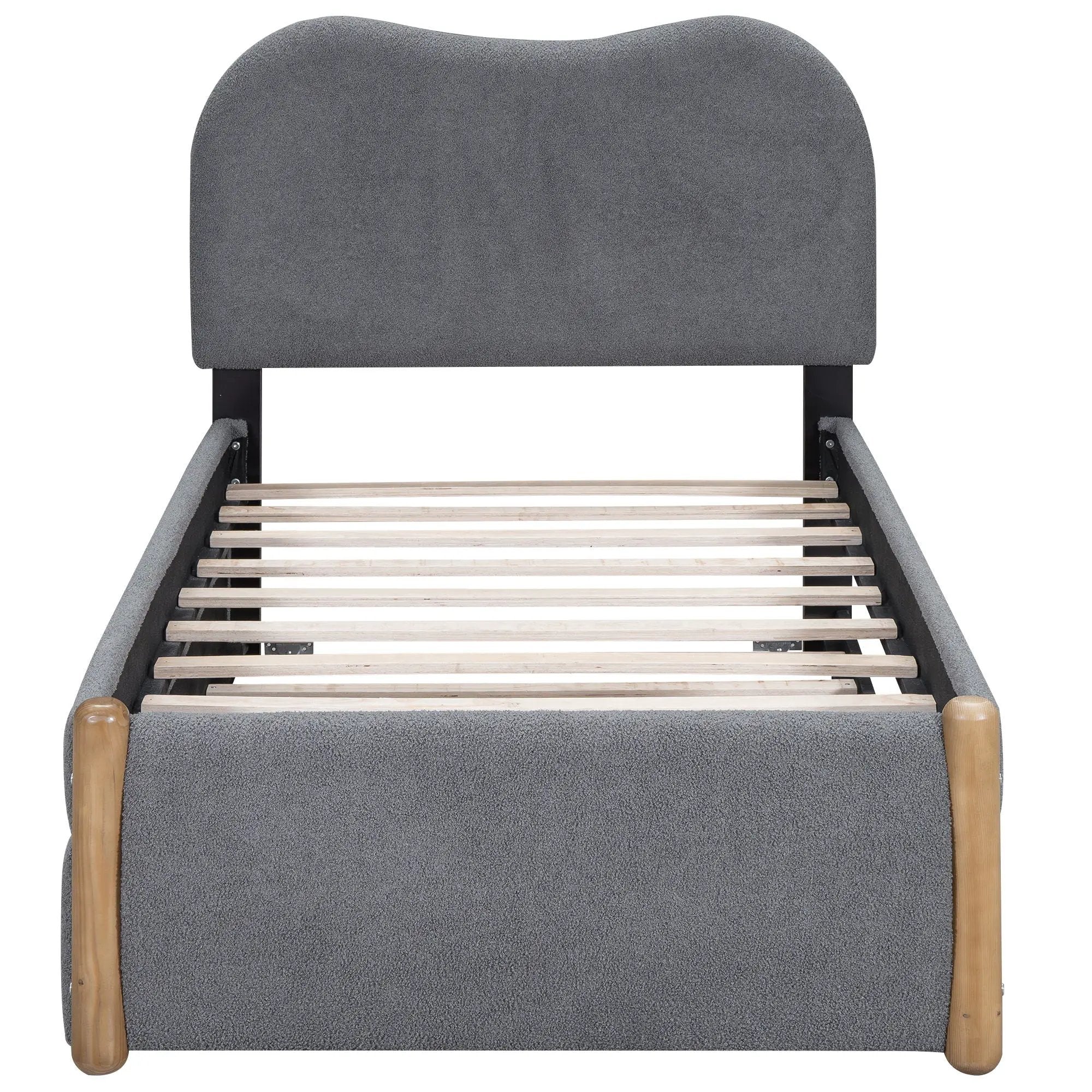 Upholstered Platform Bed With Wood Supporting Feet And Trundle by HouseOfZazla