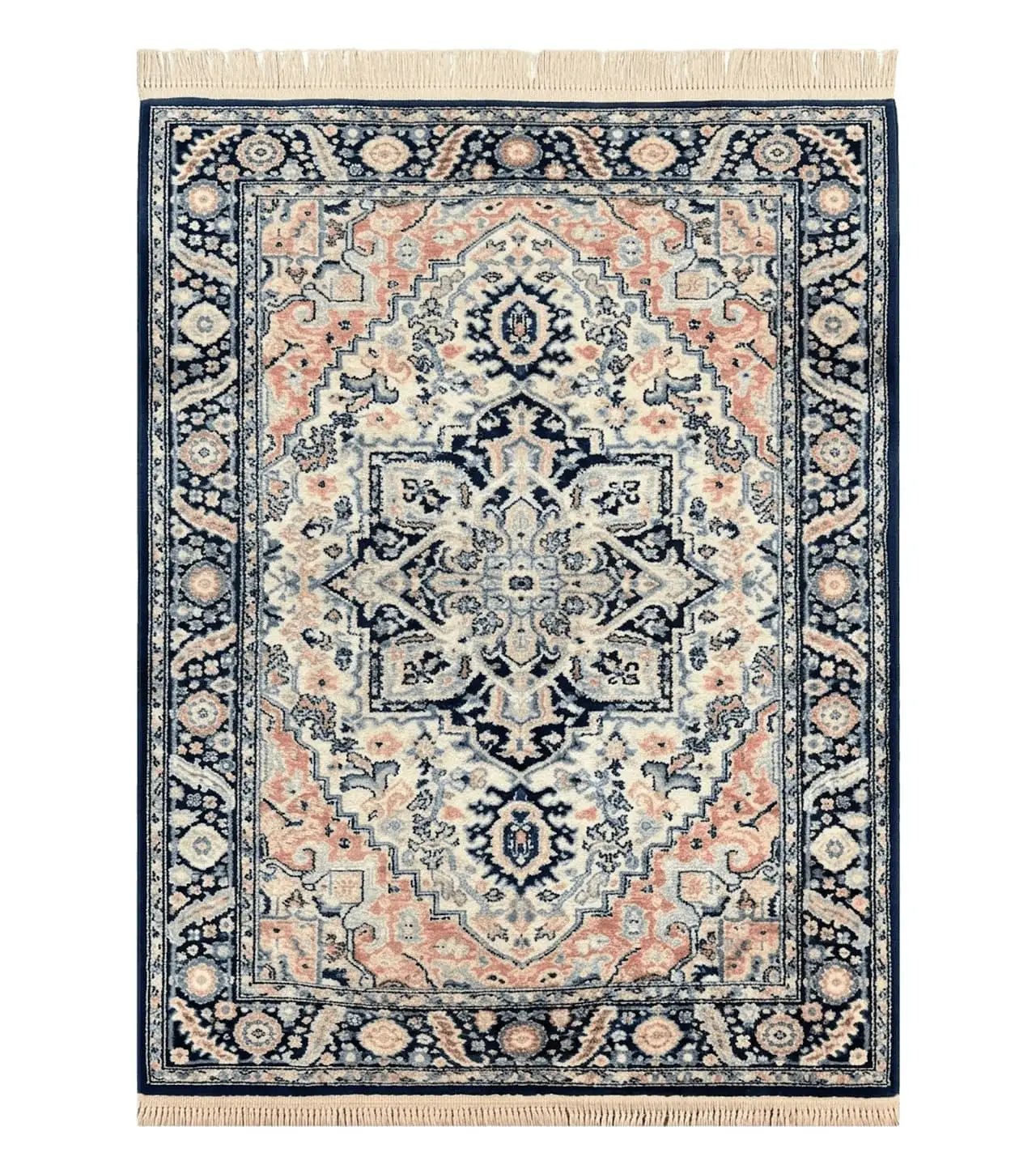 Karastan Blue Heriz Rug #748, Vintage Wool Karastan Carpet 4.3 x 6, Discontinued Original 700 Series Karastan Area Rug by Jewel Rugs