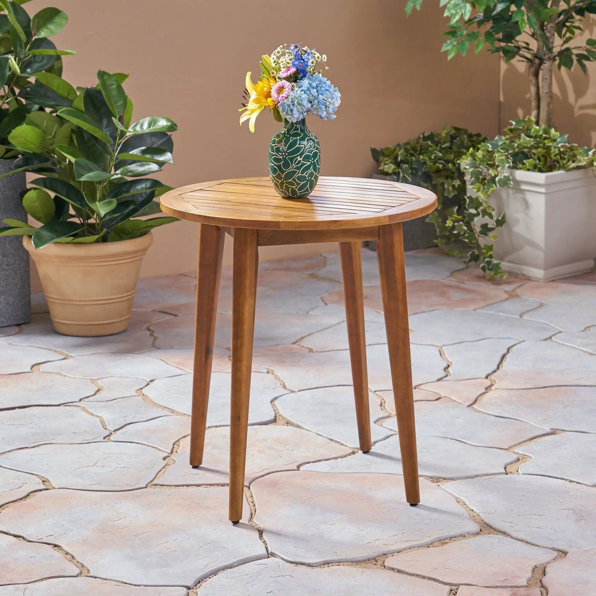 Stamford Modern Outdoor Bistro Table with Water-Resistant Teak by HouseOfZazla