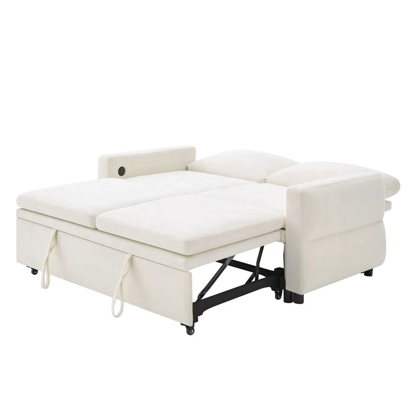 Convertible Sofa Bed Loveseat With Adjustable Backrest And USB Ports by HouseOfZazla