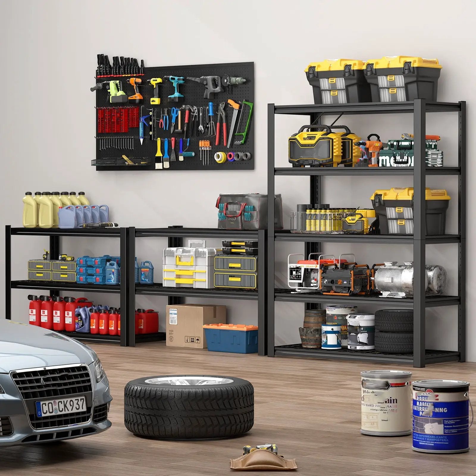 Garage Storage Rack, 5 Layer Adjustable Shelving Unit For Warehouse - Black by HouseOfZazla