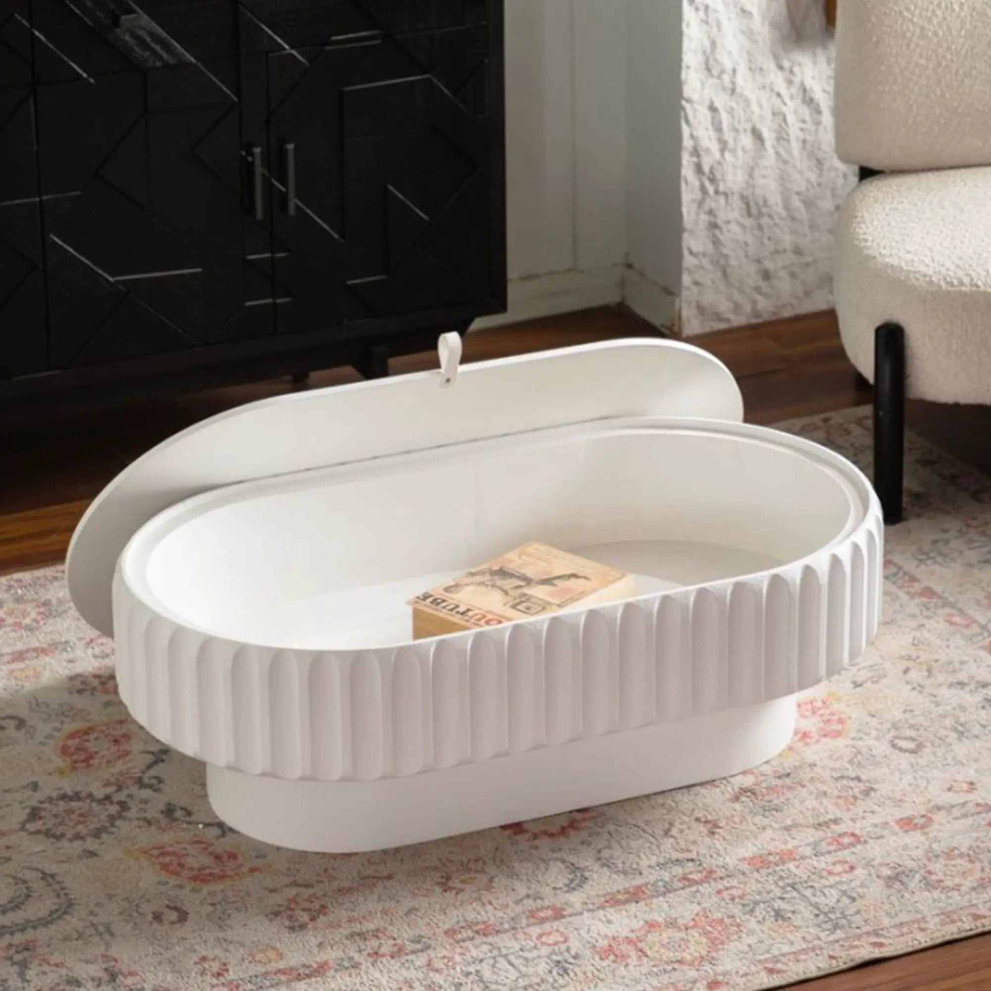 Fluted Storage Table with Lift-Off Lid by HouseOfZazla