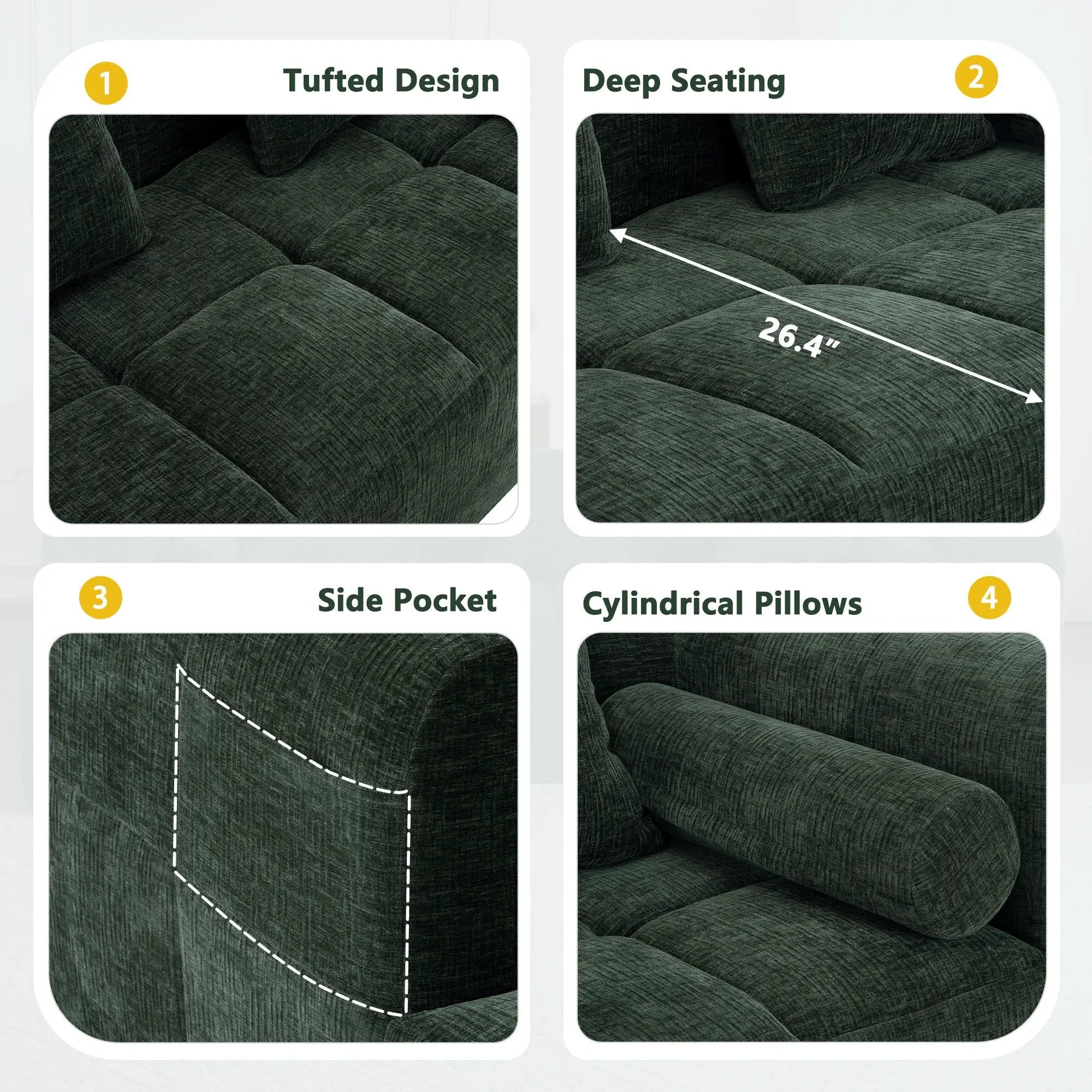 Sectional Free Combined Sofa With 2 Side Pockets by HouseOfZazla