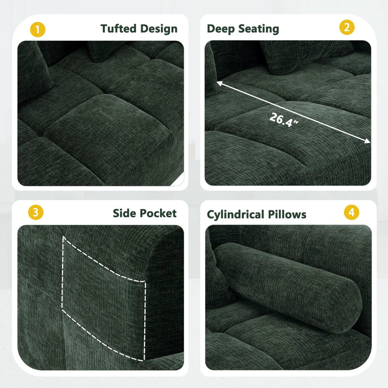 Sectional Free Combined Sofa With 2 Side Pockets by HouseOfZazla