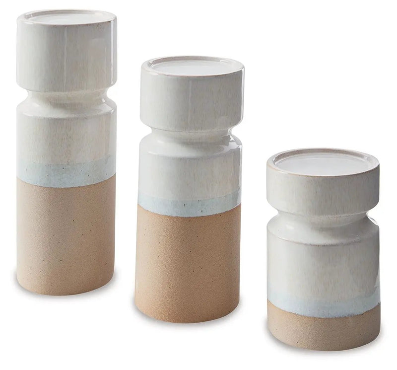 Hurston - Candle Holder Set (Set of 3) - Ivory / Brown by Unique Piece Furniture