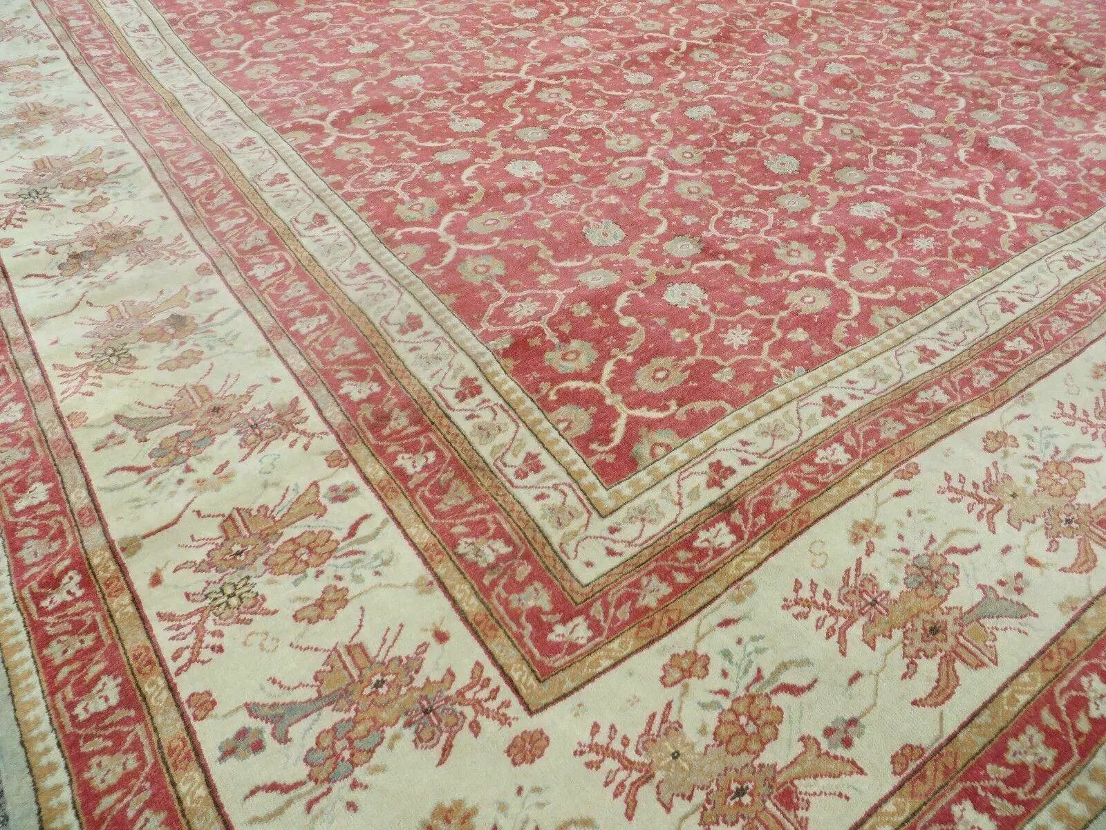 12' X 18' Palace Size Handmade Egyptian Wool Rug Carpet Soft Colors Red & Beige by Jewel Rugs