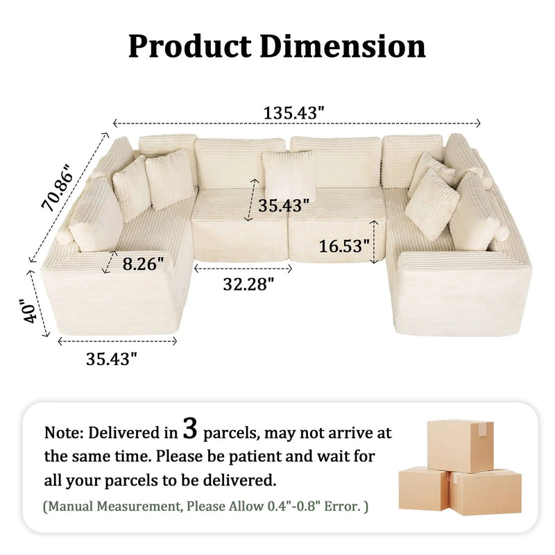Modular U Shaped Sectional Sofa With Reversible Design by HouseOfZazla