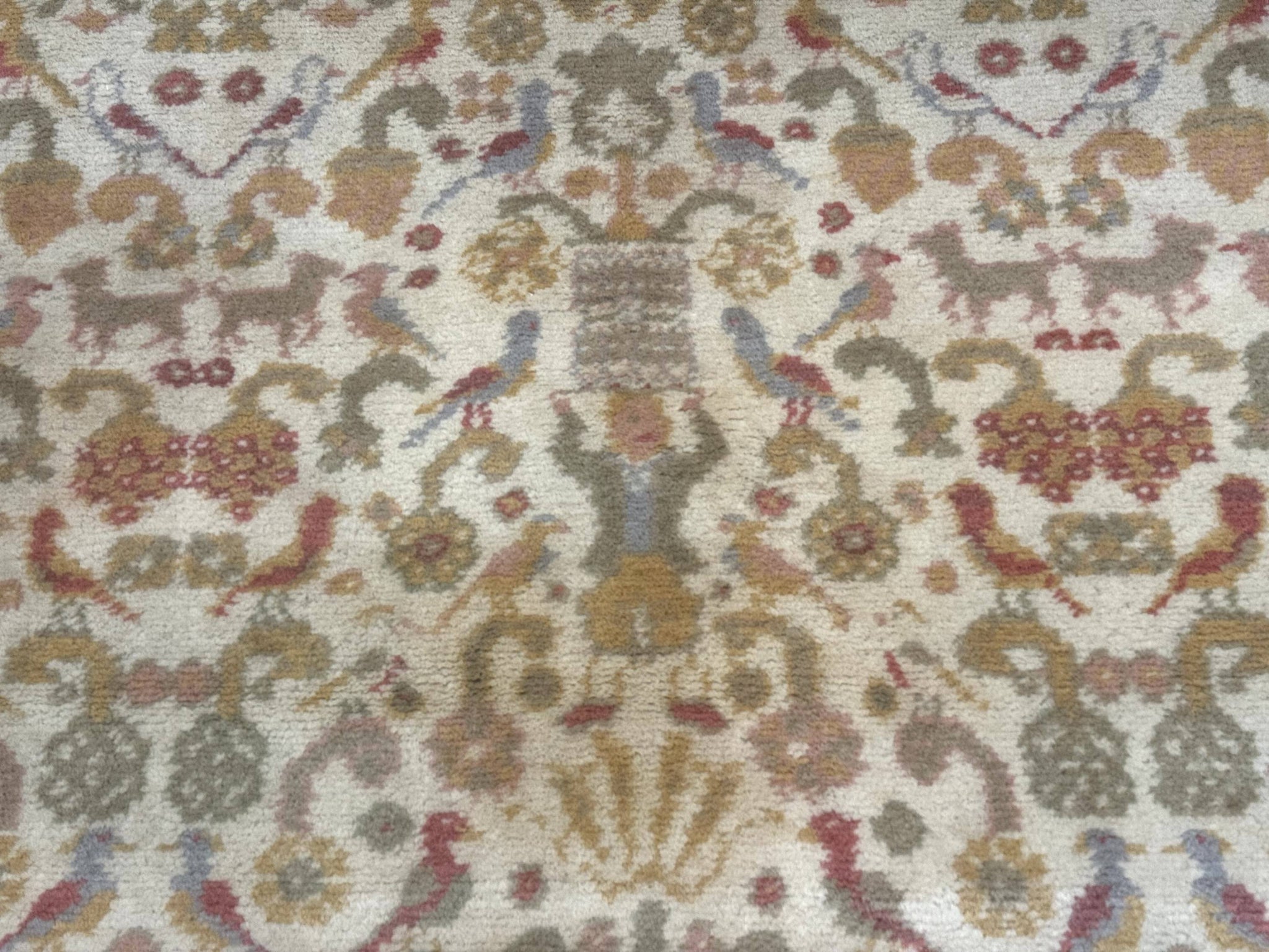 Large Spanish Portuguese Rug 9x15, Beige, Vintage, Allover Pattern, Wool by Jewel Rugs