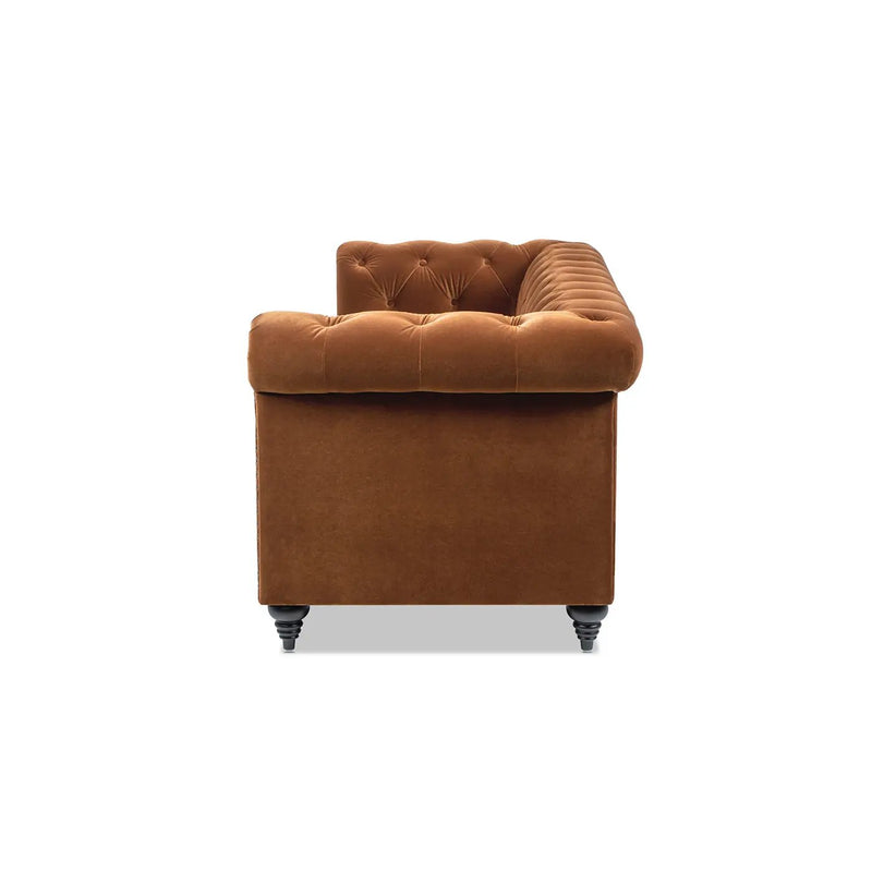 Alto 88' Tufted Chesterfield Sofa, Burnt Orange Performance Velvet by HouseOfZazla