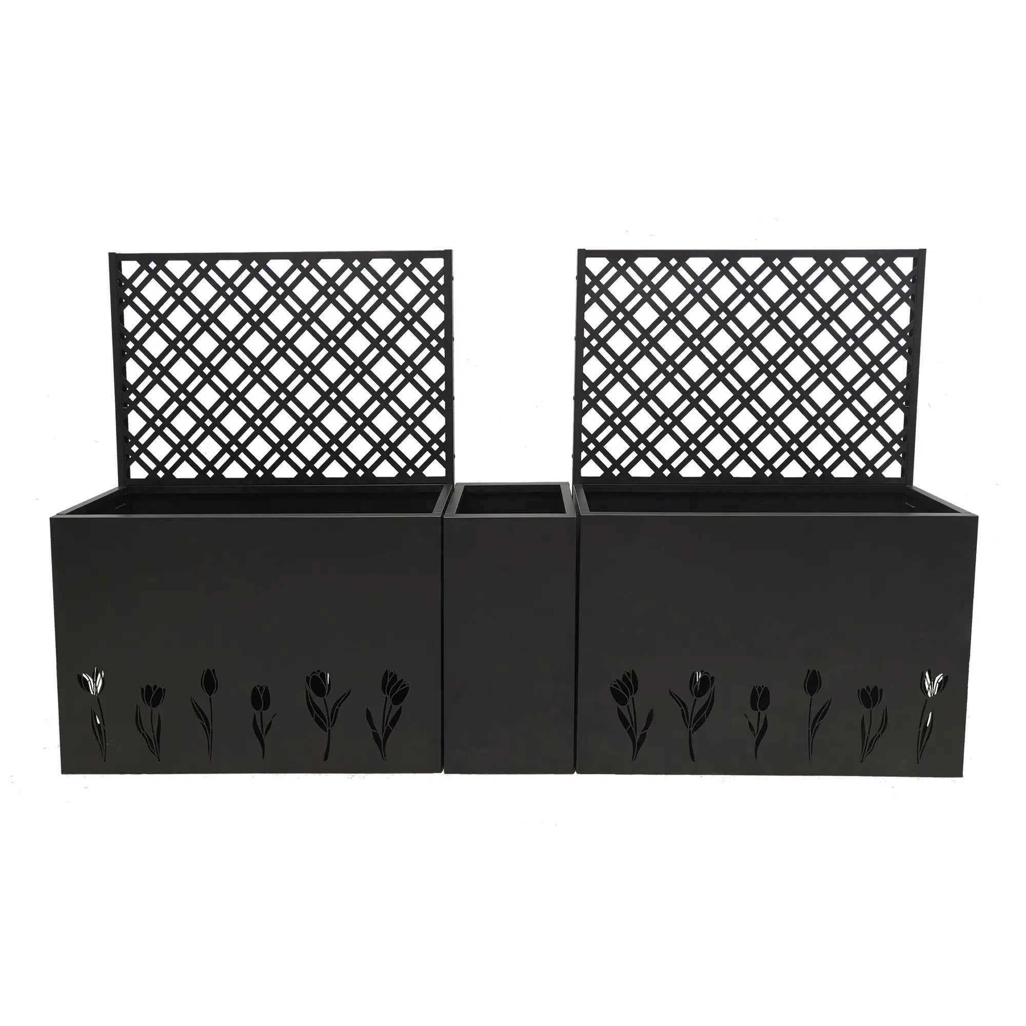 Metal Planter-Trellis Combo Set of 3 by HouseOfZazla